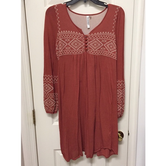Monoreno Dresses & Skirts - Burnt Orange Bohemian Tunic Dress